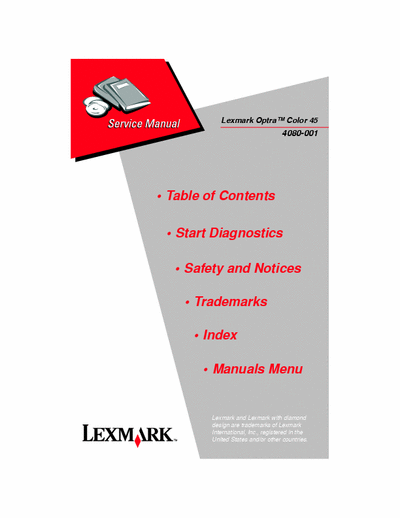 Lexmark Optra Color 45 Lexmark Optra Color 45  4080-001 Service Manual